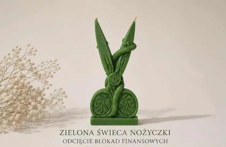 Świeca nożyczki zielona