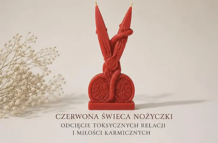 Świeca nożyczki czerwona
