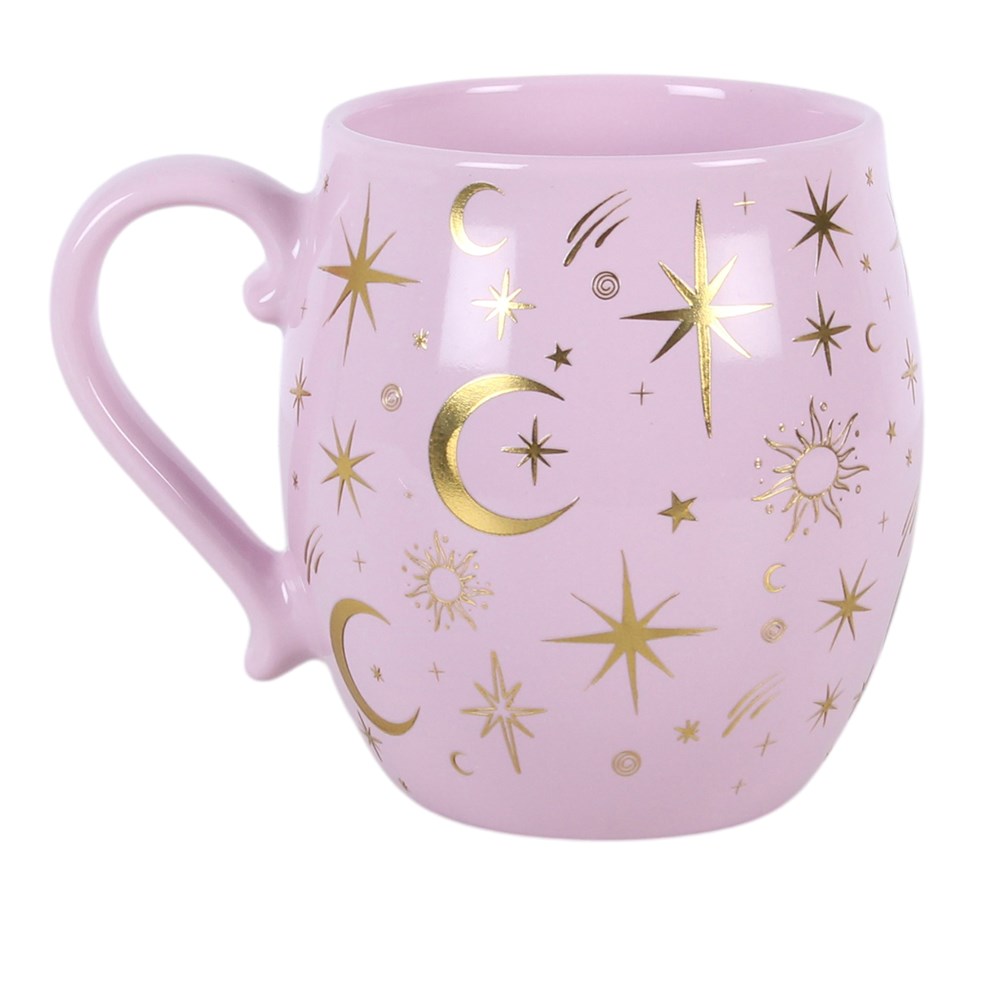 Fioletowy Kubek „Pastel Skies” 500 ml – Księżyce, Słońca i Gwiazdy - obrazek 2